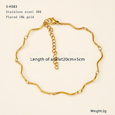 304 Stainless Steel Wavy Bar Link Chain Anklets FS-WG7E8C4-08-1