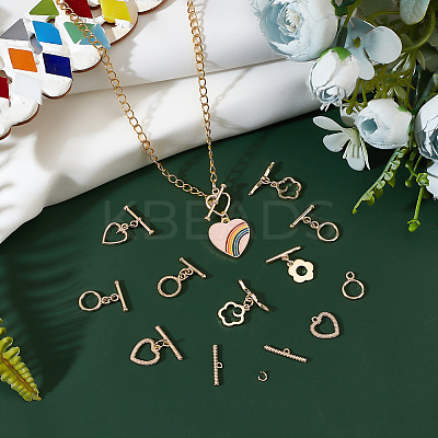 24Pcs 6 Styles Rack Plating Brass Toggle Clasps KK-DC0001-45-1