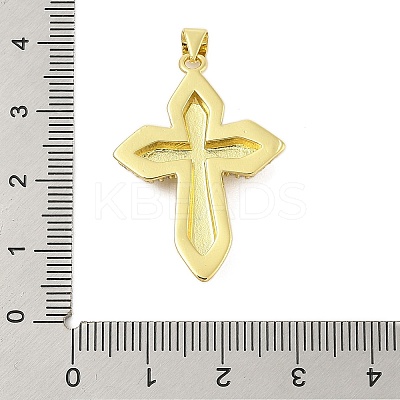 Cross Theme Rack Plating Brass Micro Pave Cubic Zirconia  Pendants KK-Z074-61G-1