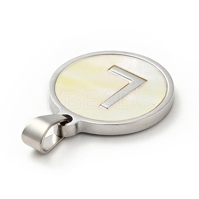 304 Stainless Steel with White Shell Pendants STAS-G268-01L-P-1