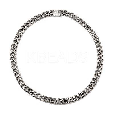 304 Stainless Steel Cuban Link Chain Necklaces NJEW-D050-01E-P-1