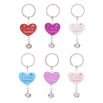 Wood Heart with Word I Love Mummy Keychains KEYC-JKC00582-1