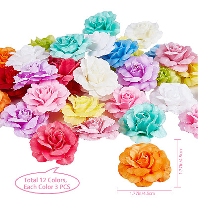 36Pcs 12 Colors Silk Rose Flower AJEW-GF0007-01-1