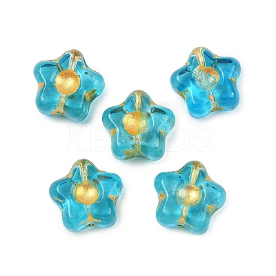 Electroplate and Golden Metal Enlaced Glass Beads EGLA-T029-02D-1