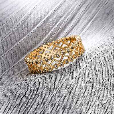 Brass Micro Pave Cubic Zirconia Finger Rings RJEW-C141-03G-1