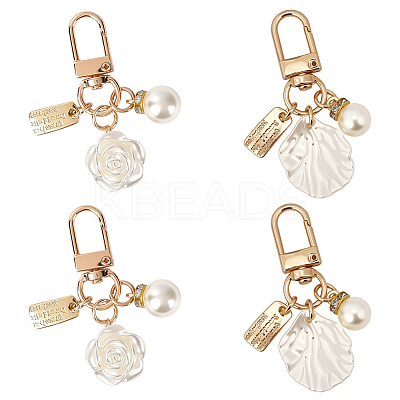 4Pcs 2 Styles Cute Shell Shape & Round ABS Plastic Pendant Decoration HJEW-BBC0001-24-1