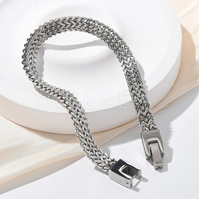 304 Stainless Steel Wheat Chain Bracelets for Women Men STAS-N117-02P-1