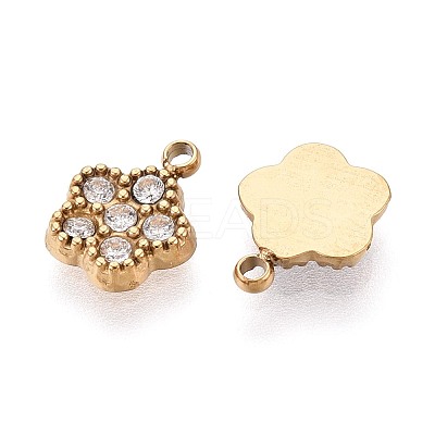 304 Stainless Steel Micro Pave Cubic Zirconia Charms STAS-N115-48G-1