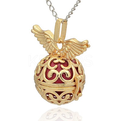 Golden Tone Brass Hollow Round Cage Pendants KK-J234-09G-1