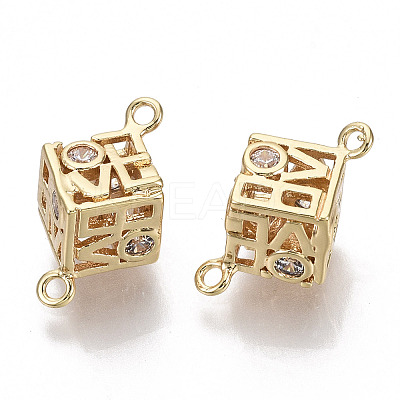 Brass Micro Pave Cubic Zirconia Links Connectors KK-S356-102-NF-1