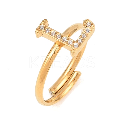 304 Stainless Steel Micro Pave Cubic Zirconia Cuff Open Rings RJEW-D336-01G-01-1