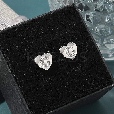 Rack Plating Brass Micro Pave Clear Cubic Zirconia Stud Earrings EJEW-K299-01P-C-1