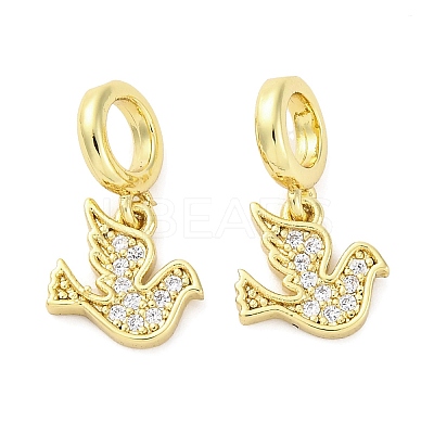 Brass Micro Pave Cubic Zirconia European Dangle Charms KK-D325-10G-1