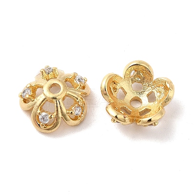 Brass Micro Pave Cubic Zirconia Bead Cap KK-E068-VF844-2-1