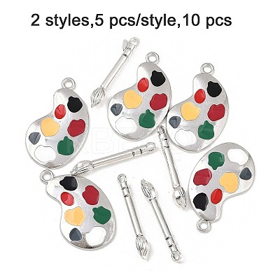 10Pcs 2 Styles Alloy Enamel Pendants ENAM-FP0003-08-1