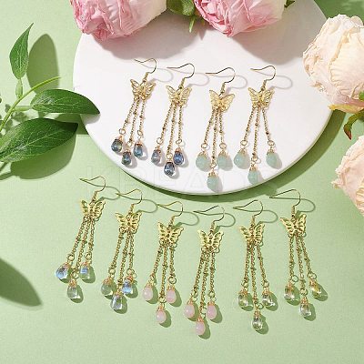 Golden 304 Stainless Steel Butterfly Chandelier Earrings EJEW-JE05731-1