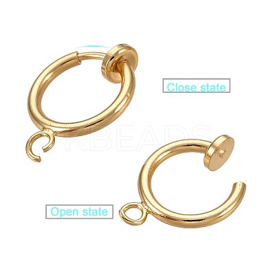Brass Clip-on Hoop Earring Findings LS-KK-P102-01G-1
