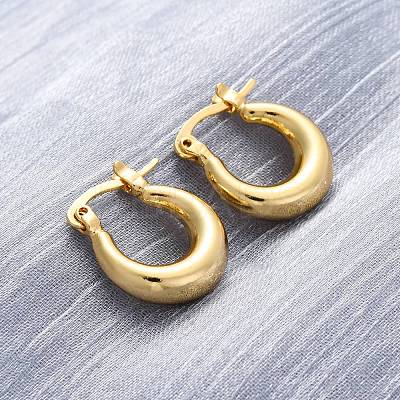 Chunky Huggie Hoop Earrings for Women X-EJEW-A064-11G-RS-1