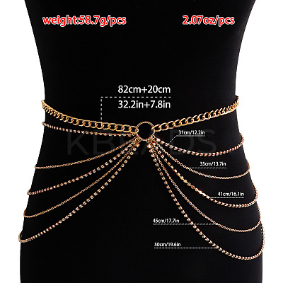 Alloy Crystal Rhinestone Tassel Multi-Layered Waist Chains for Women FS-WG9E8DF-01-1