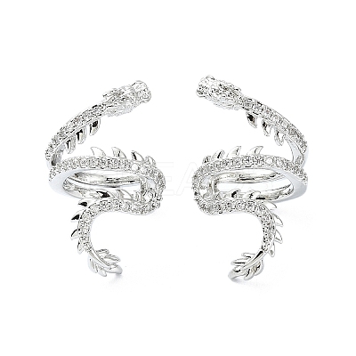 Rack Plating Brass Micro Pave Cubic Zirconia Cuff Earring EJEW-C086-16P-1