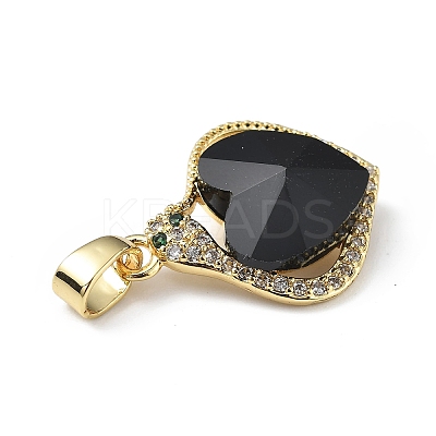 Real 18K Gold Plated Rack Plating Brass Micro Pave Clear Cubic Zirconia Pendants KK-C015-16G-16-1