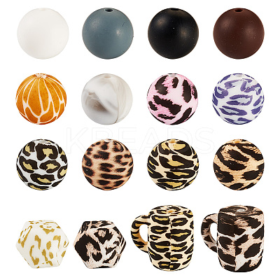 80Pcs Food Grade Eco-Friendly Silicone Focal Beads SIL-TA0002-66-1