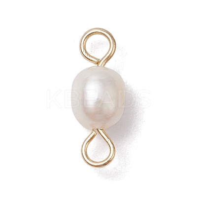 Natural Freshwater Pearl Potato Connector Charms PALLOY-JF03201-01-1