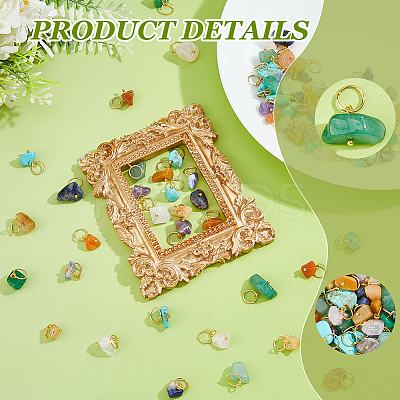 84Pcs 7 Colors Natural & Synthetic Mixed Stone Nuggets Pendants PALLOY-FH00145-1
