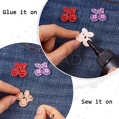 24Pcs 6 Colors Cherry Rhinestone Patches PATC-TA0001-06-1
