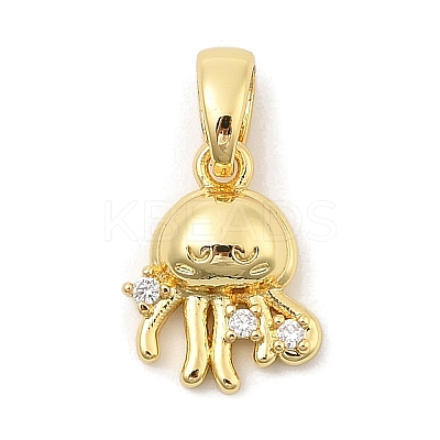 Rack Plating Leaf Brass Clear Cubic Zirconia Pendants KK-S407-13G-E-1