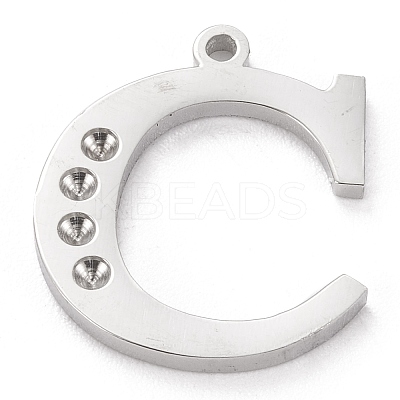 Tarnish Resistant 304 Stainless Steel Letter Pendant Rhinestone Settings LS-STAS-J028-01C-1