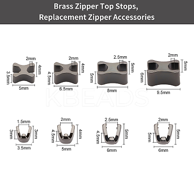 Brass Zipper Top Stops FIND-BC0001-56-1