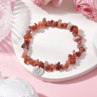 Natural Red Agate Stretch Bracelets BJEW-JB11147-05-1