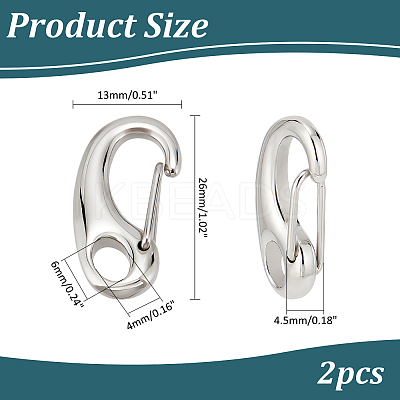 304 Stainless Steel Key Ring Connection Clasps Belt Clip for Keys STAS-PH0002-24P-1