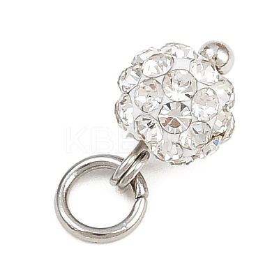 Round Handmade Polymer Clay Rhinestone Charms PALLOY-JF04456-1