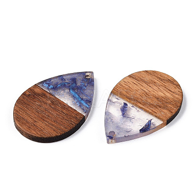 Transparent Resin & Walnut Wood Pendants RESI-ZX017-48-1