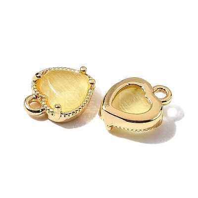Heart Brass Charms KK-D024-02C-G-1