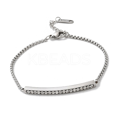 304 Stainless Steel Rhinestone Link Bracelets BJEW-P369-01P-1