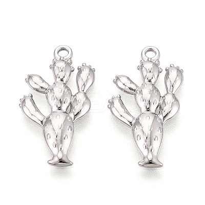 304 Stainless Steel Cactus Pendants STAS-T067-47P-1