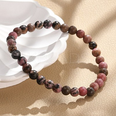 Natural Rhodonite Stretch Bracelets BJEW-JB04557-01-1