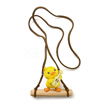 Cute Plastic Swinging Guitar Duck Pendant Decorations HJEW-A009-01C-1
