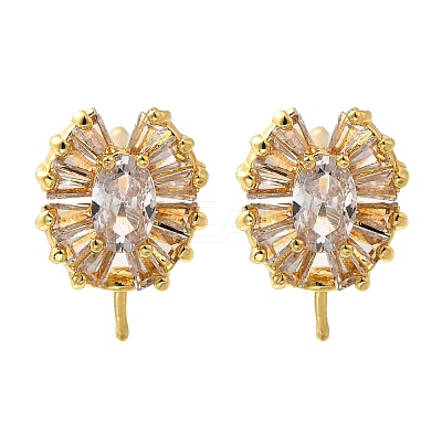 Brass Cubic Zirconia Stud Earrings Findings KK-R217-16G-1