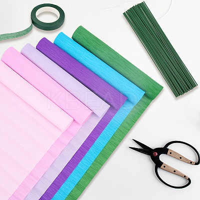 6 Rolls 6 Colors Handmade Crepe Paper DIY-CP0012-89A-1
