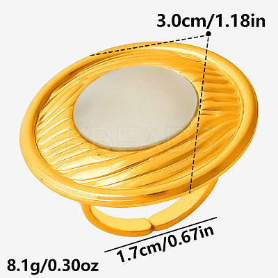 304 Stainless Steel with Natural Shell Cuff Open Rings for Women TH3507-3-1