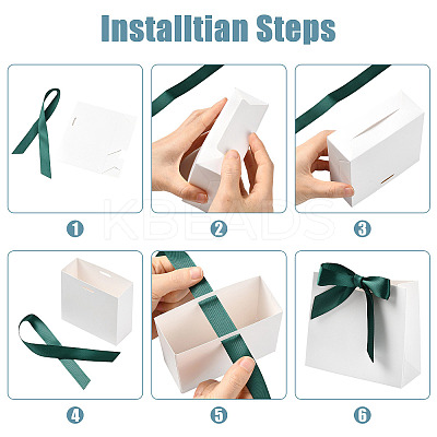 White Cardboard Paper Wedding Candy Boxes with Ribbon CON-FZC0002-002B-1