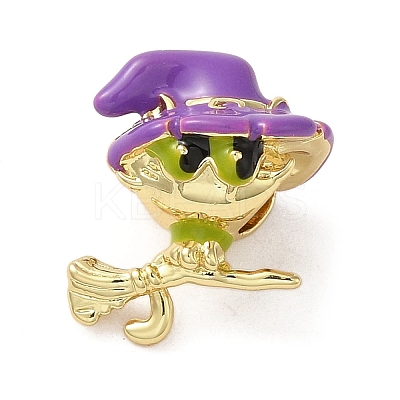 Halloween Brass Enamel European Beads KK-A203-04A-G-1