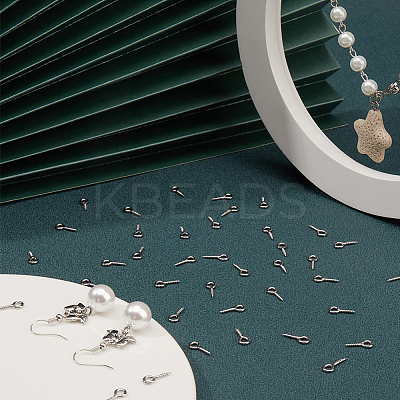 600Pcs 304 Stainless Steel Screw Eye Pin Peg Bails STAS-BBC0005-11-1