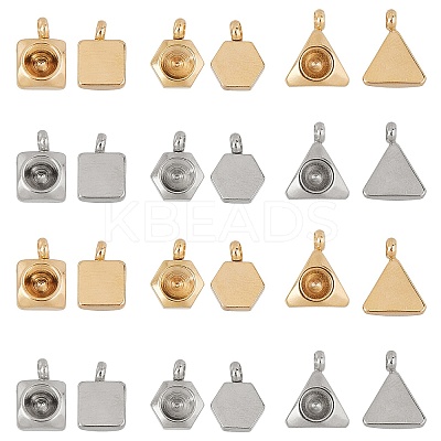 304 Stainless Steel Pendant Rhinestone Settings STAS-UN0011-07-1