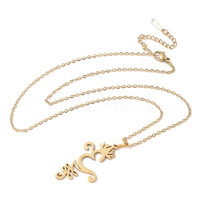 304 Stainless Steel Hollow Cut Yoga Om Lotus Flower Pendant Necklaces NJEW-Z073-02G-05-1