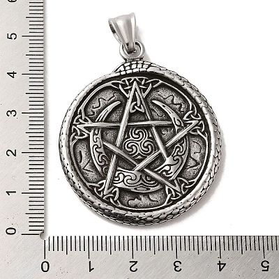 304 Stainless Steel Big Pendants STAS-D091-12AS-1